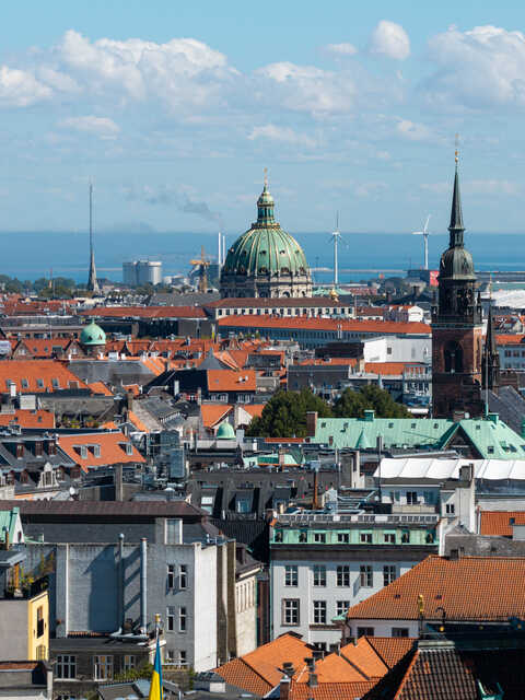 Københavns skyline med Marmorkirken og byens tage