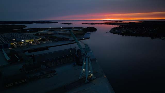 Nakskov Havn om aftenen